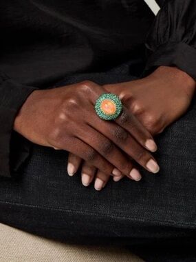 Kurt Geiger Green and Orange Dome Cocktail Ring 🌟New Launched🌟 Sz 8